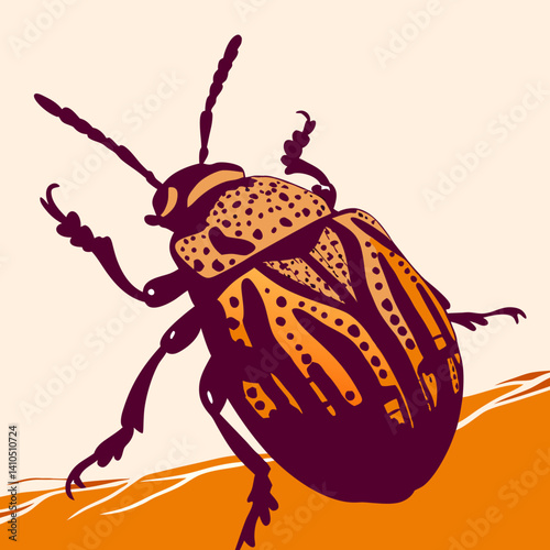 Colorful full-body vector illustration of a Bombardier Beetle, ideal for educational, scientific, and nature-themed digital projects.