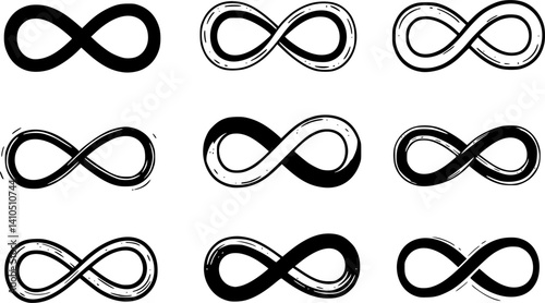 Infinity icon set. eternity, endless, loop symbols. Unlimited infinity collection icons flat style - vector isolated with a white background 

