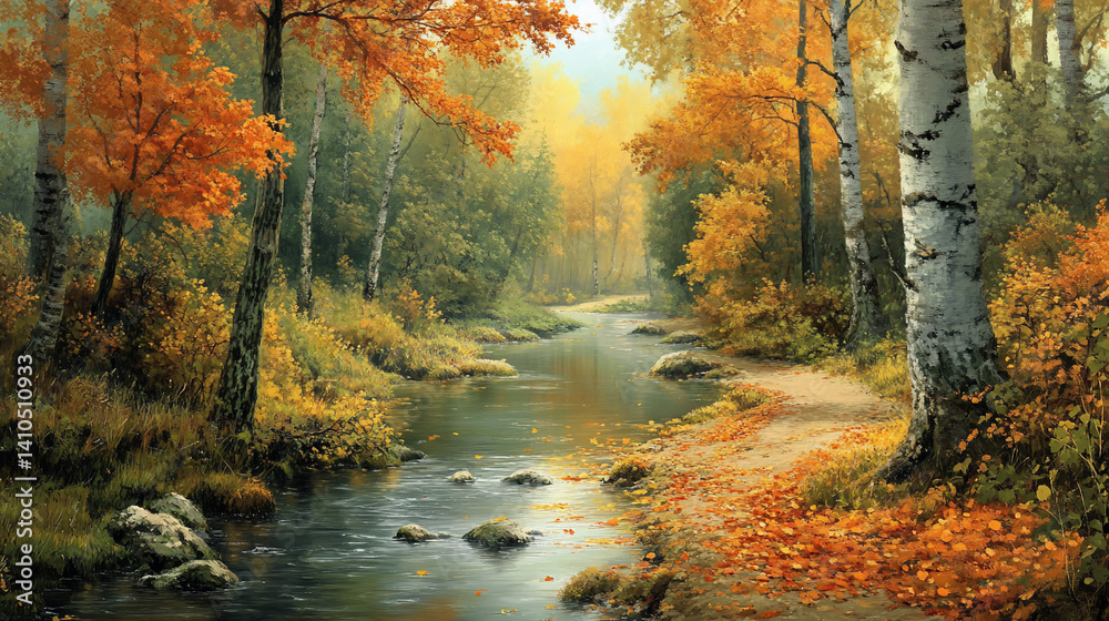 Autumn forest stream Autumn forest stream