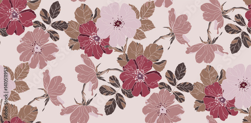 Colorful Flower seamless pattern for fabric, wrapping paper and prints
