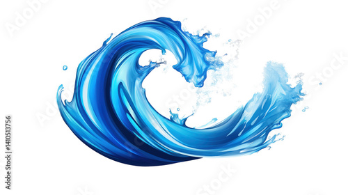 Wallpaper Mural Vibrant blue wave splashing in dynamic motion on white background Torontodigital.ca