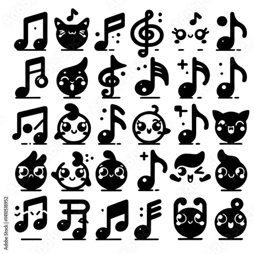 vector isolated musicalnotes icon sheet minimal black and white photo