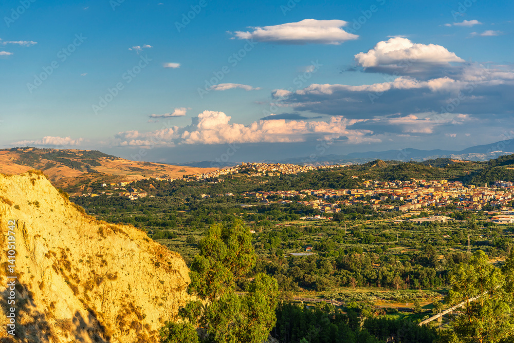Obraz premium rural countryside landscape during a sunny summer day inside Val d'Agri, Basilicata