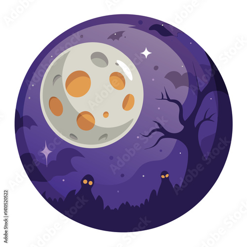 Halloween full moon isolated on white