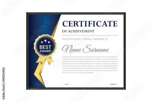 certificate Diploma of achievement template design with green gradient and black color