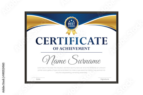 certificate Diploma of achievement template design with green gradient and black color