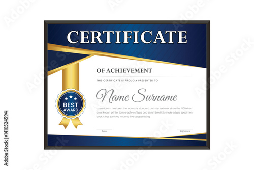 certificate Diploma of achievement template design with green gradient and black color