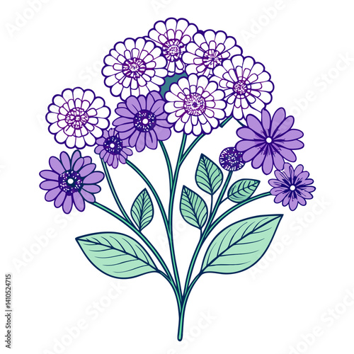 Artful Ageratum Bouquet Flower Design Illustration