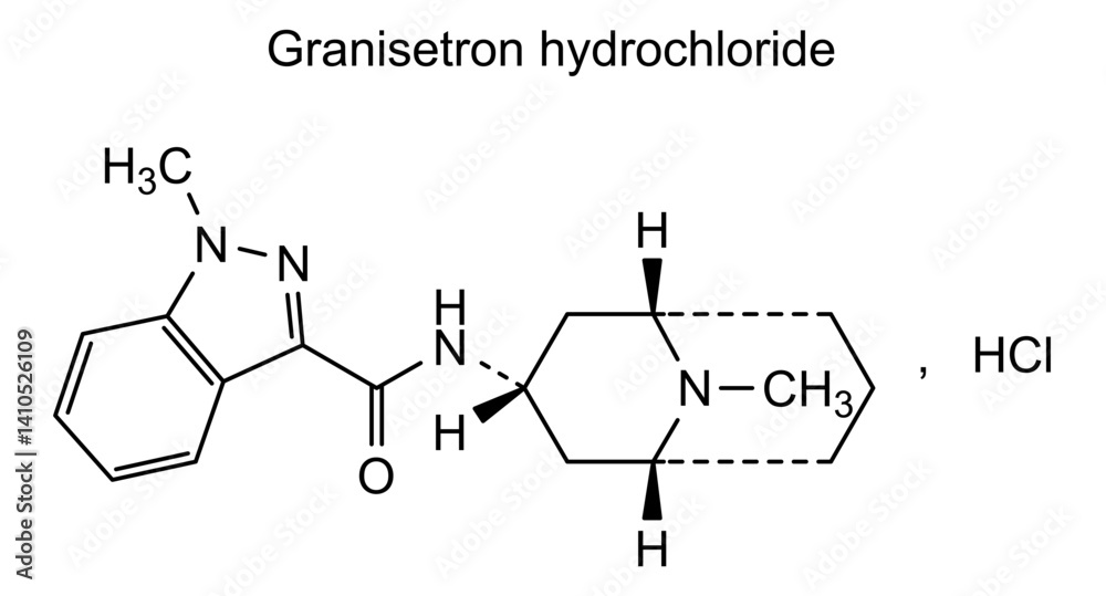 Fototapeta premium Chemical structure of granisetron hydrochloride, drug substance