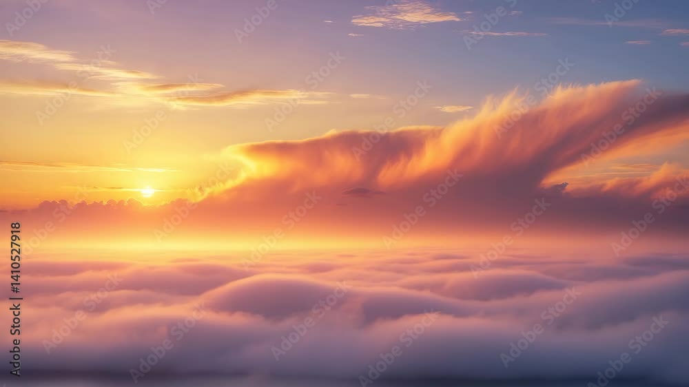 Sunset sky clouds in orange and yellow hues during summer's golden hour, dramatic nature backdrop at dusk on the horizon. Sunset sky clouds in orange and yellow hues during summer's golden hour, dramatic nature backdrop at dusk on the horizon.