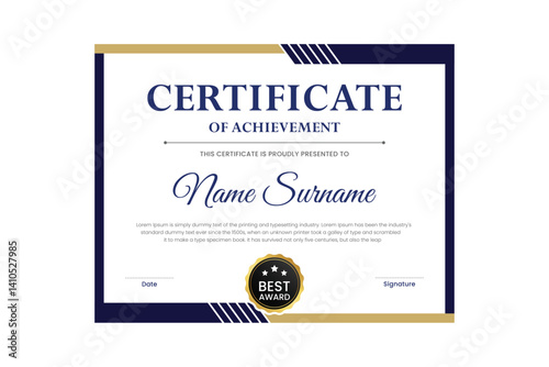 certificate Diploma of achievement template design with green gradient and black color