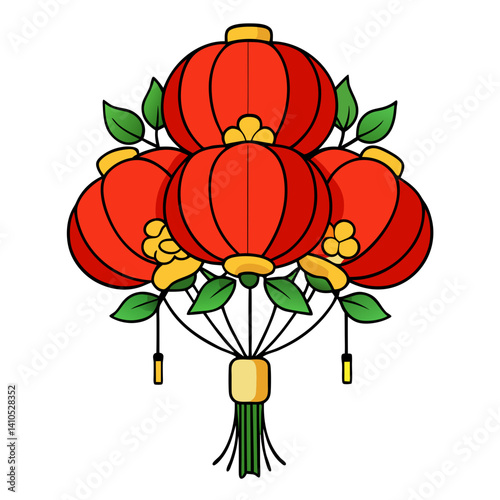  Exquisite Chinese Lantern Flower Arrangement Illustration