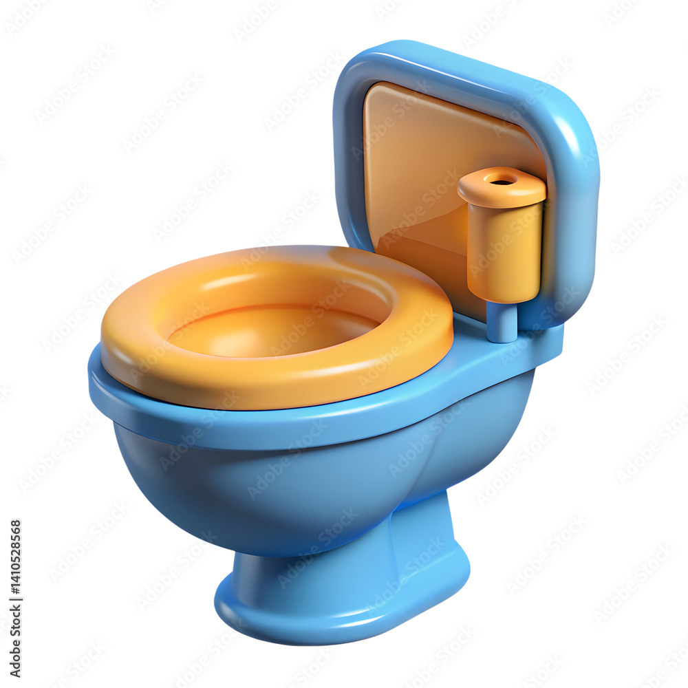 Blue And Orange Cartoon Toilet Rendered In 3D On Isolated White Background Blue And Orange Cartoon Toilet Rendered In 3D On Isolated White Background
