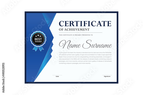 certificate Diploma of achievement template design with green gradient and black color