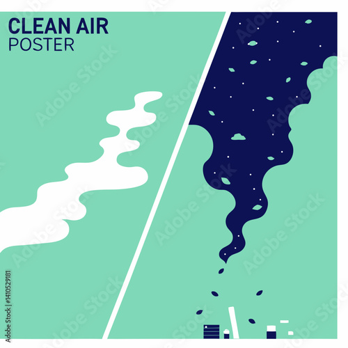 A powerful contrast poster showing polluted smoky air versus fresh, clean, tobacco-free air—perfect for health awareness and anti-smoking campaigns.