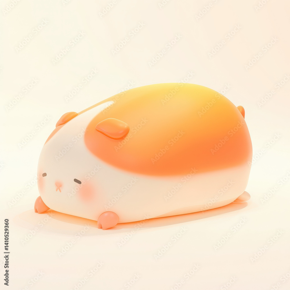 Fototapeta premium Cute stylized guinea pig, soft pastel colors, white isolated background.