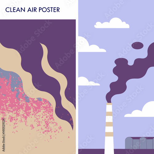A powerful contrast poster showing polluted smoky air versus fresh, clean, tobacco-free air—perfect for health awareness and anti-smoking campaigns.