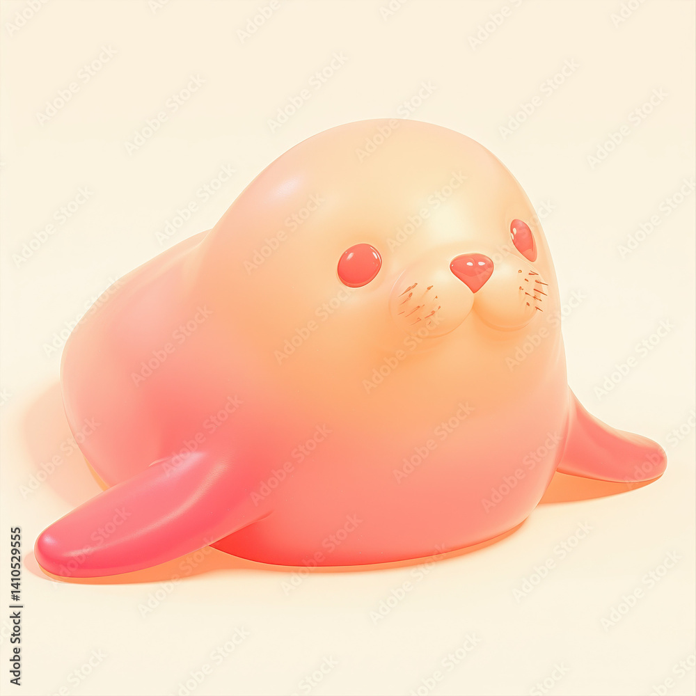 Cute, soft seal toy with a gradient color on a white isolate background.