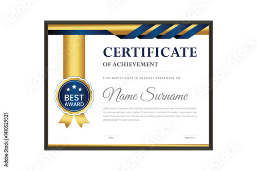 certificate Diploma of achievement template design with green gradient and black color