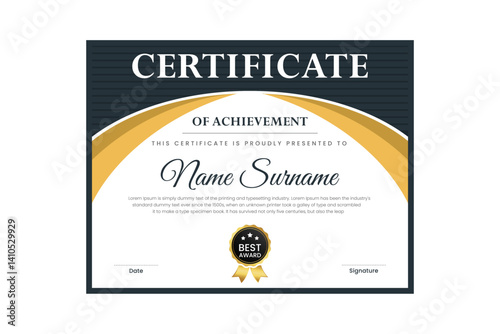 certificate Diploma of achievement template design with green gradient and black color