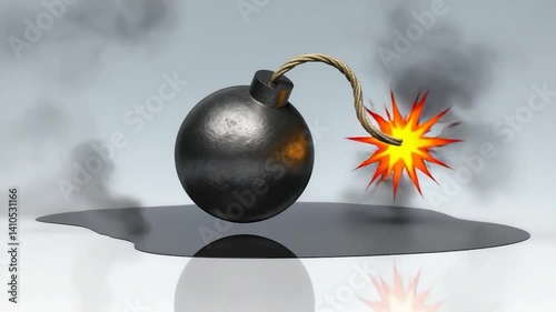 Bomb explosion on oily surface, graphic illustration