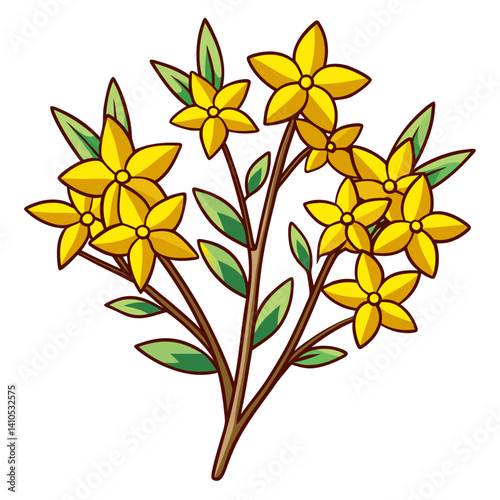  Vibrant Forsythia Flower Bouquet Illustration
