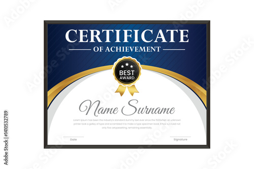 certificate Diploma of achievement template design with green gradient and black color