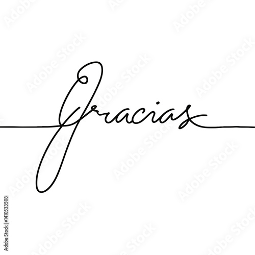 Texto manuscrito "Gracias" en estilo minimalista sobre fondo blanco  