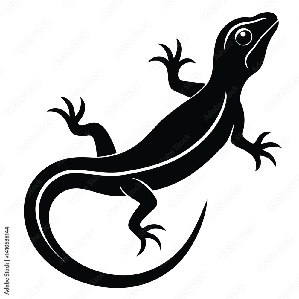 Naklejka premium Lizard vector silhouette illustration, lizard icon