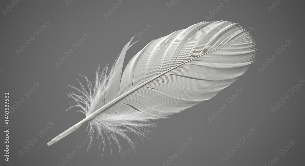 Obraz premium 白い羽根 静謐な光と影 繊細な質感
