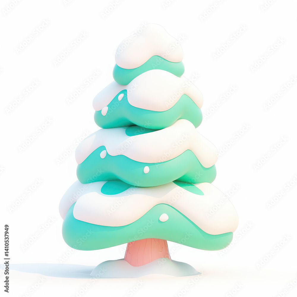 Stylized snow-covered tree, white isolate background. Stylized snow-covered tree, white isolate background.