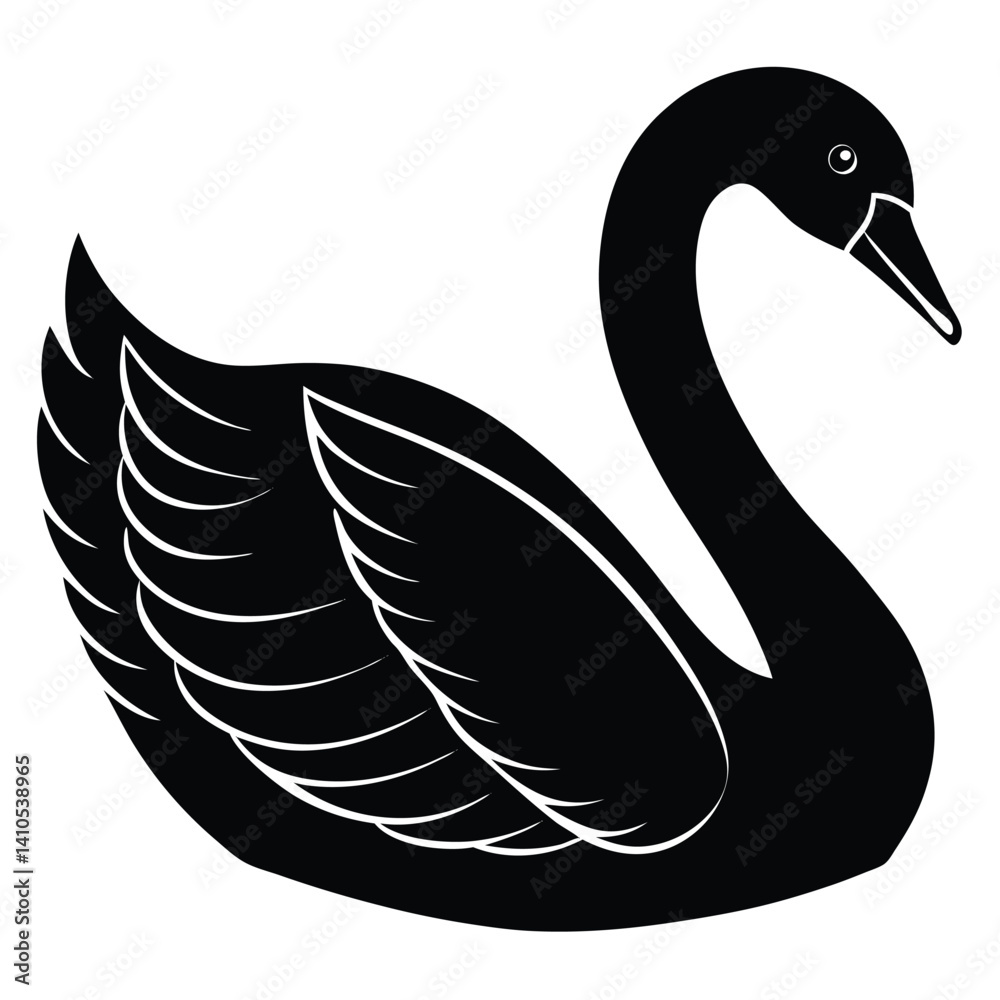 Obraz premium swan silhouette vector icon isolated