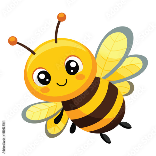 Minimalist vector of flying honey bee for spring or summer themes