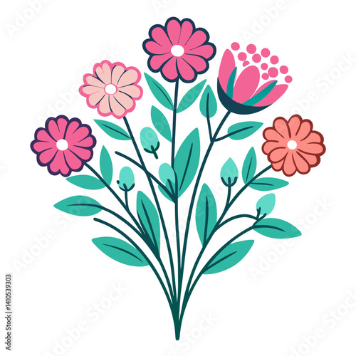  Charming Meadow Bouquet Flowers Illustration
