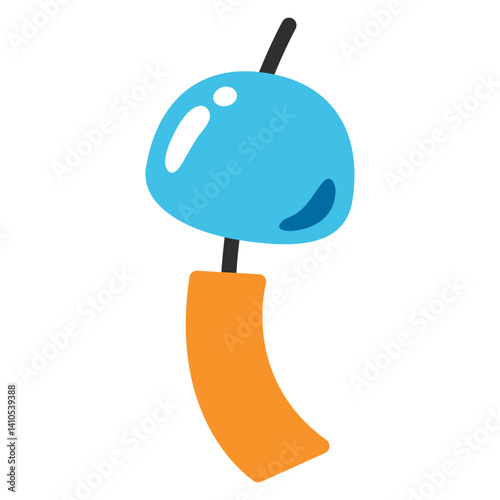 Wind Chimes Illustration, Decorative Hanging Bells Clipart on White Background