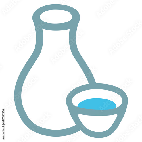 Sake set, clipart, isolated on white background