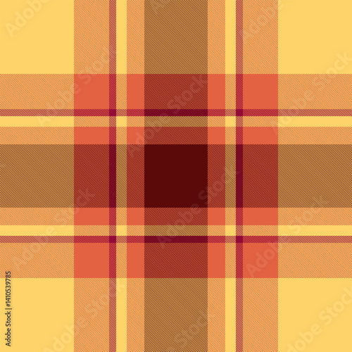 Us check texture tartan, africa pattern background plaid. Silky seamless textile vector fabric in red and amber colors.