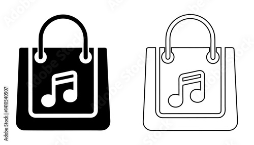 A silhouette shopping bag with a music note icon design