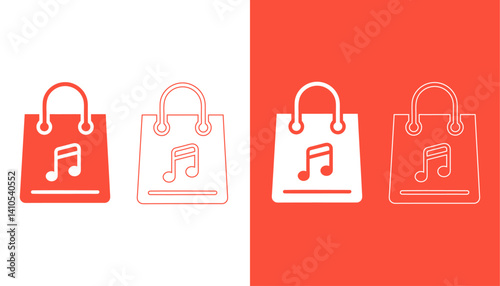 A silhouette shopping bag with a music note icon design