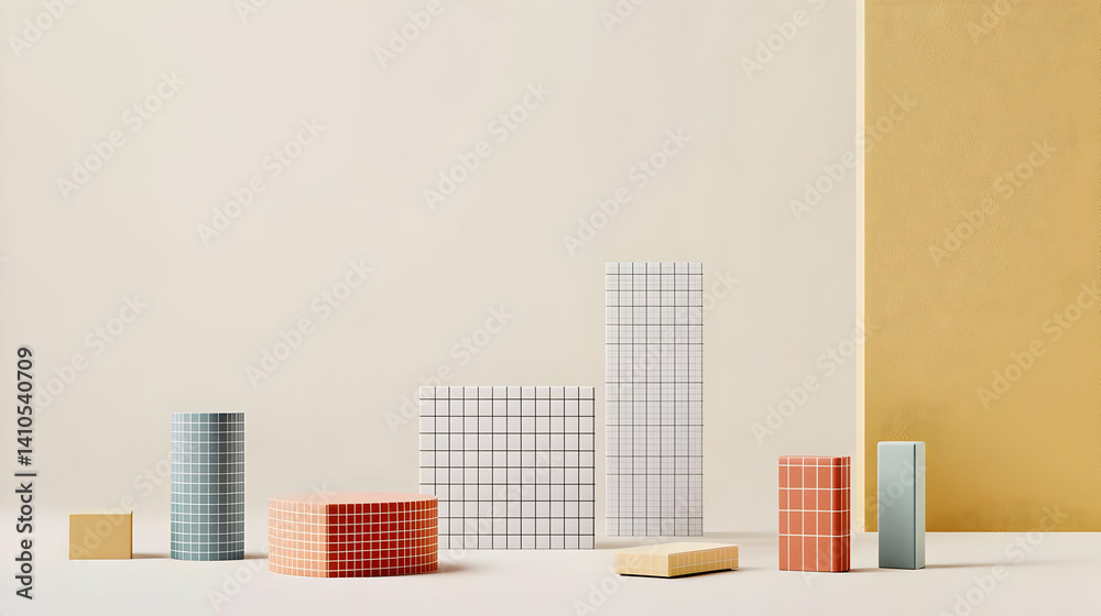 Naklejka premium Abstract Geometric Shapes Composition Display