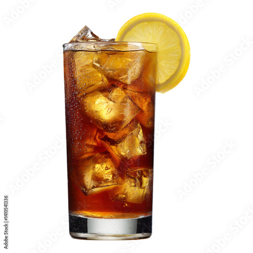 Φωτογραφία Refreshing iced tea with lemon slice in transparent glass for cafe menu or summe
