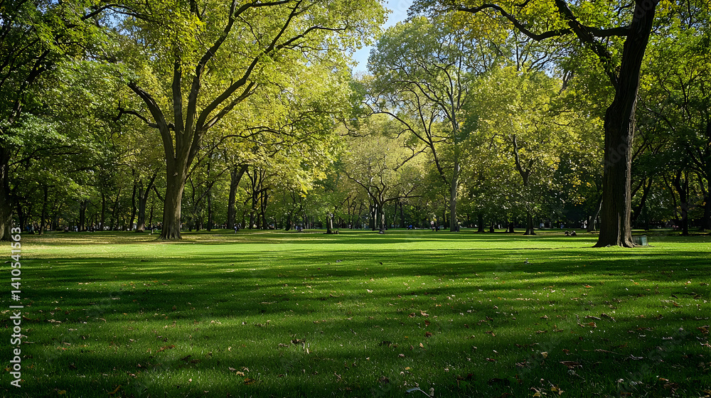 Sunlit Park Meadow With Lush Trees Sunlit Park Meadow With Lush Trees