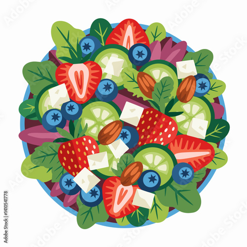 Summer Berry Salad Bowl with Almonds and Feta