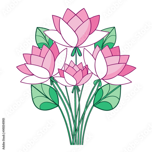  Charming Nymphaea Bouquet Flowers Illustration