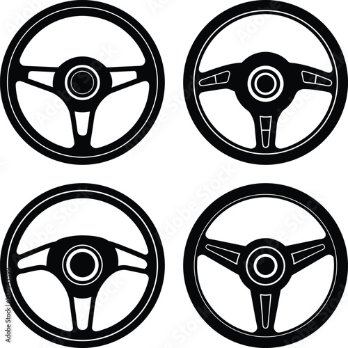 Steering Wheel Silhouette vector illustration