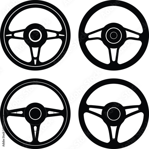 Steering Wheel Silhouette vector illustration