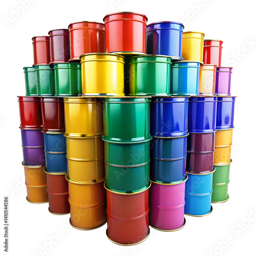colorful barrels isolated on white