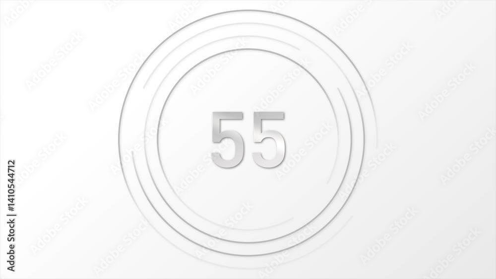Countdown one minute animation. Modern flat design animation on white background – 60 second timer, minimalist clock, clean UI countdown, infographic style, time management concept, motion graphics