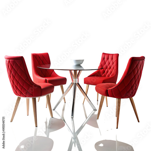 red chairs and table