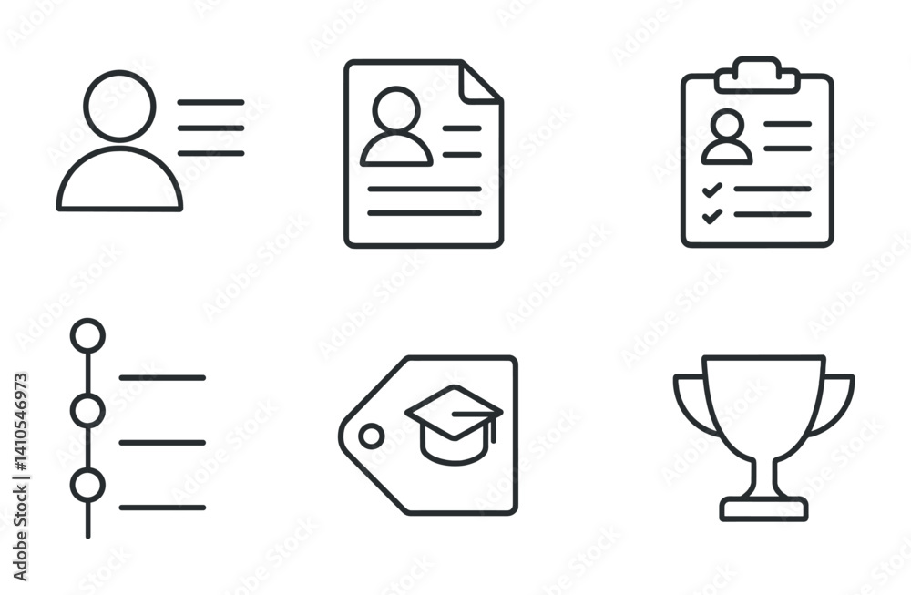 outline vector icons of professional networking: handshake, business card, connect, profile badge, meeting, career path, mentorship, resume. set of line style icons in a modern, minimalist design. outline vector icons of professional networking: handshake, business card, connect, profile badge, meeting, career path, mentorship, resume. set of line style icons in a modern, minimalist design.